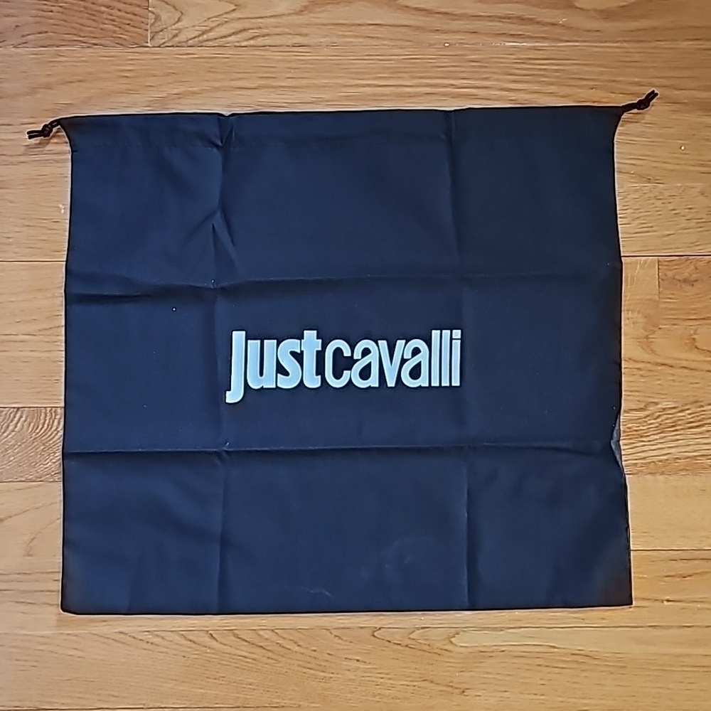 NEW JUST CAVALLI Black Dust Bag 15.5 x 16 Drawstring Travel Storage